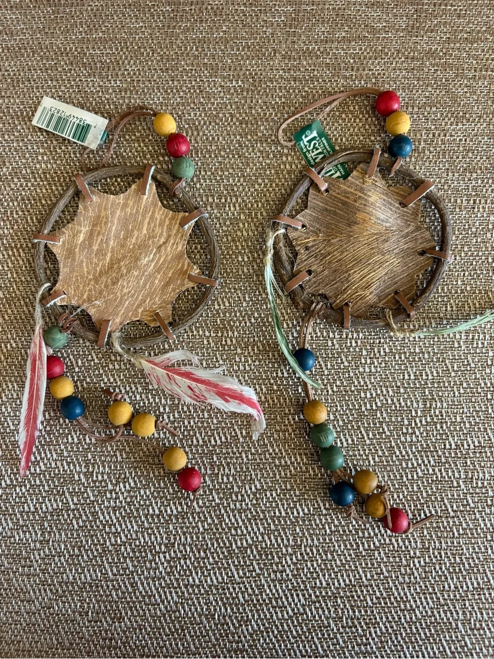 Native American Christmas Ornament Dream Catcher Horse Bison Beads & Feathers
